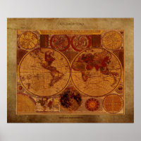 1780 Old World Map on Parchment effect Art