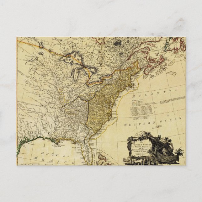 1784 Map of the United States of America by Faden Postcard (Front)