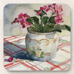 1790 African Violets in Blue Pot Coaster