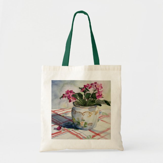 1790 African Violets in Blue Pot Tote Bag (Front)