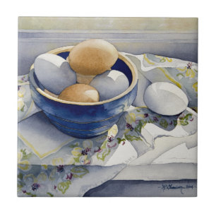 1791 Eggs in Blue Bowl Tile