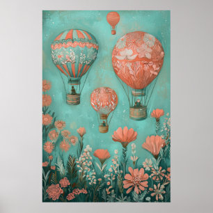 1792 Floating Hot Air Balloons Poster