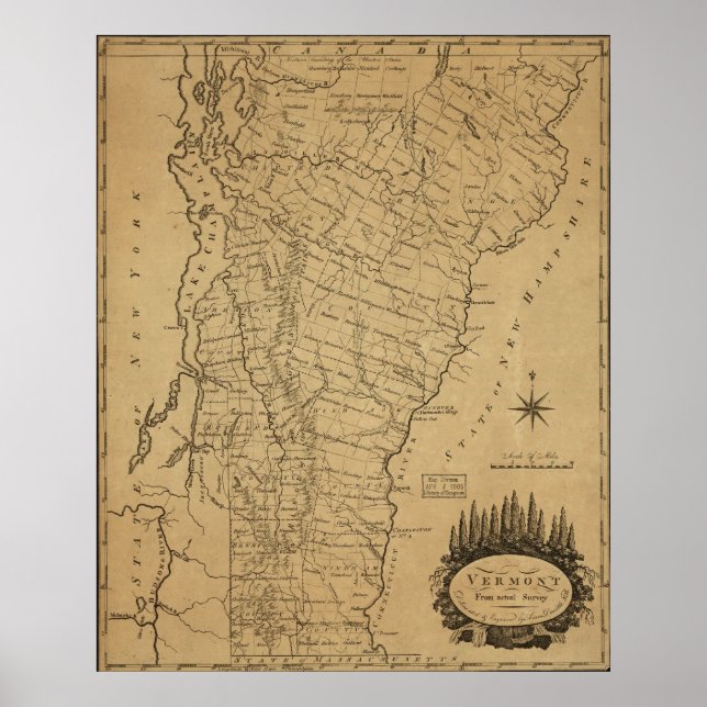 1793 Map of Vermont Poster (Front)