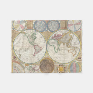 1794 Double Hemisphere Map Fleece Blanket