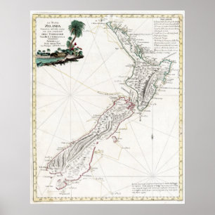 1794 New Zealand Map Poster