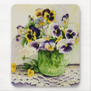 1794 Pansies in Green Glass Pitcher Mouse Pad