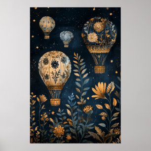 1795 Floating Hot Air Balloons Poster