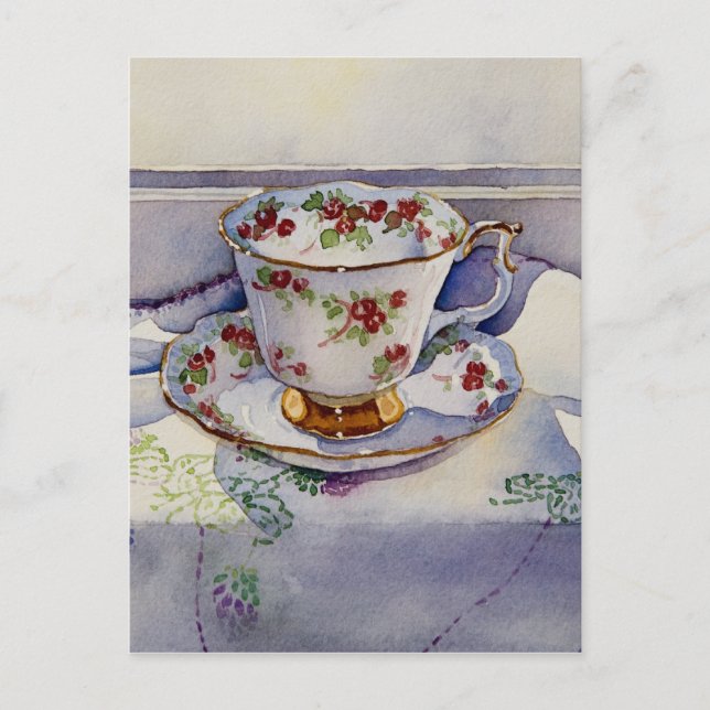 1799 Teacup on Linen Postcard (Front)