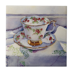 1799 Teacup on Linen Tile