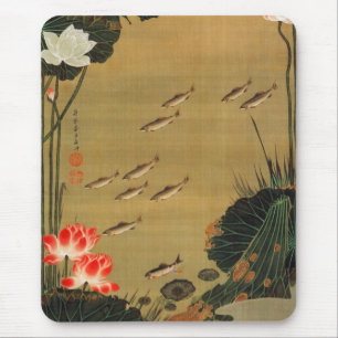 17. 蓮池遊魚図, 若冲 Pond with The Lotus, Jakuchū Mouse Pad