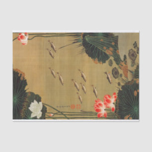 17. 蓮池遊魚図, 若冲 Pond with The Lotus, Jakuchū Tissue Paper