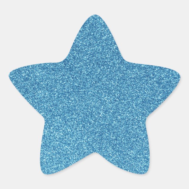 17 Cool Blue Glitter Print Sparkles Star Sticker (Front)