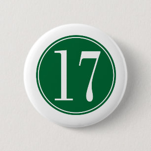 #17 Green Circle 6 Cm Round Badge