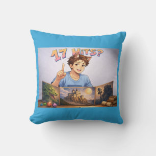17 HITS? Funny RPG Anime T-Shirt   Dungeon Master  Cushion