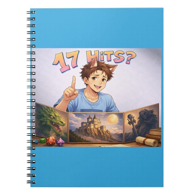17 HITS? Funny RPG Anime T-Shirt | Dungeon Master  Notebook (Front)