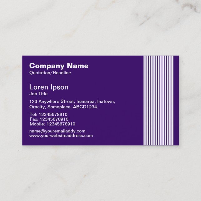 17 Lines - White on Deep Purple Business Card (Front)