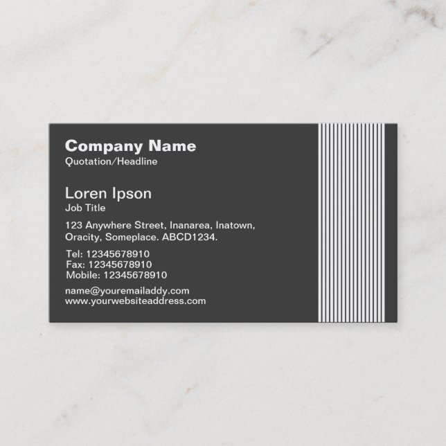 17 Lines - White on Dk Grey Business Card (Front)