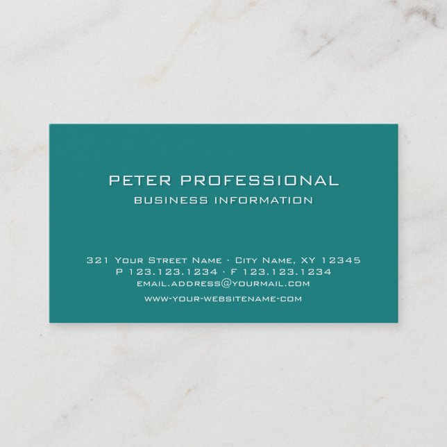 17 Modern Professional Business Card turquoise (Front)