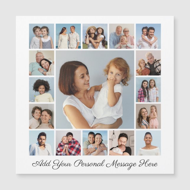 17 Photo Collage Add Your Greeting Magnetic Card (Front)