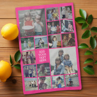 17 Photo Collage and Text - Can Edit Hot Pink