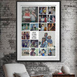 17 Photo Collage and Text - Can Edit White Poster<br><div class="desc">A design with a basic black background. Use up to 17 square photos to create a unique and personal gift. If you need to adjust the pictures,  click on the customise tool to make changes.</div>