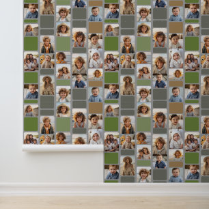 17 Photo Collage with Mod Pattern and Warm Colours Wallpaper