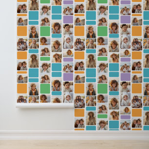 17 Photo Collage with Mod Pattern - Colourful Wallpaper