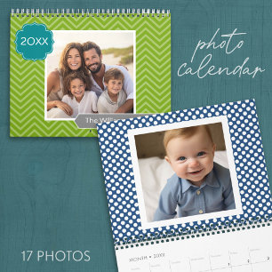17 Photo Family Template and Colourful Patterns Calendar