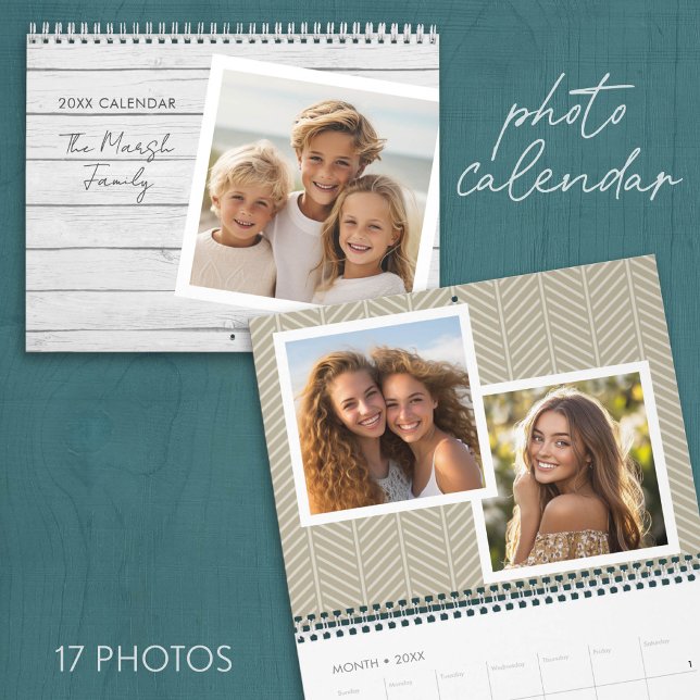 17 Photo Template with Modern Patterns Calendar (Photo Calendar - Customize with 17 Photos)