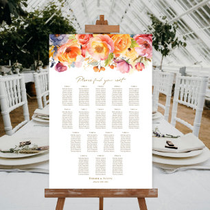 17 Table Spring Floral Wedding Seating Chart