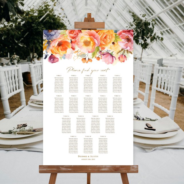 17 Table Spring Floral Wedding Seating Chart (Creator Uploaded)