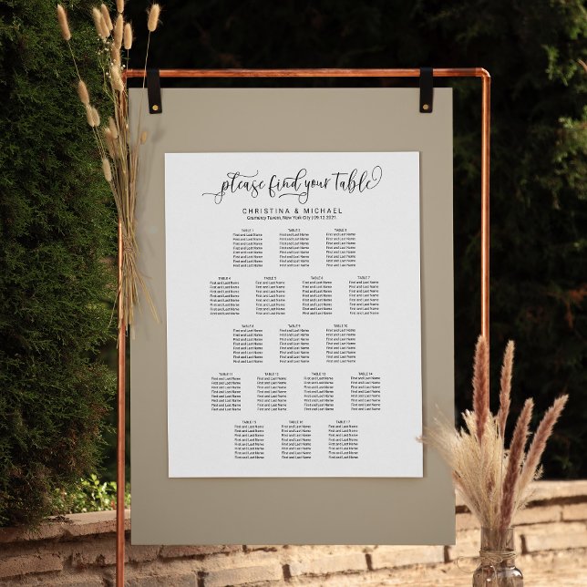 17 Tables 130-150 Guests Vertical Seating Chart (Creator Uploaded)
