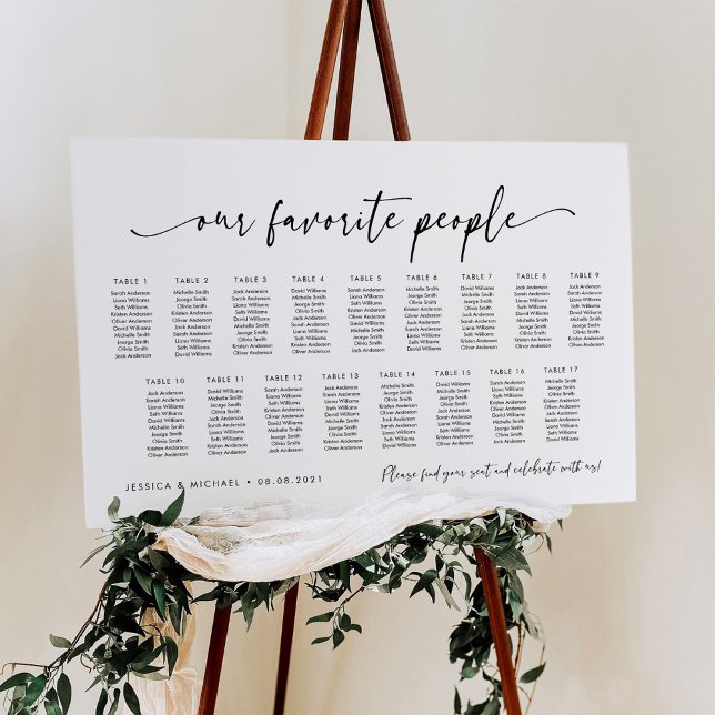 17 Tables Our Favourite People Seating Chart Plan (Creator Uploaded)