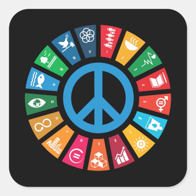 17 UN SDGs Sustainable Development Goals Square Sticker (Front)
