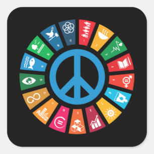 17 UN SDGs Sustainable Development Goals Square Sticker