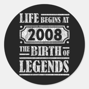 17 Year Old 2008 Birth Legend 17th Birthday Gift Classic Round Sticker