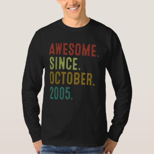 17 Year Old Awesome Since October 2005 17th Birth T-Shirt