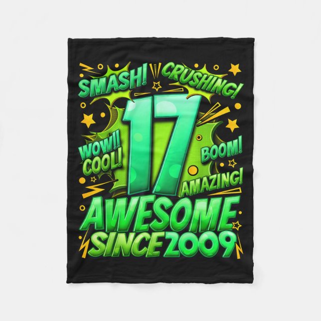 17 Year Old For Boys 17th Birthday Boy 17 Year Old Fleece Blanket (Front)