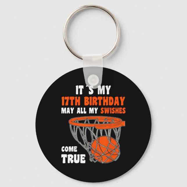 17 Year Old Happy 17th Birthday Basketball 17th Bi Key Ring (Front)