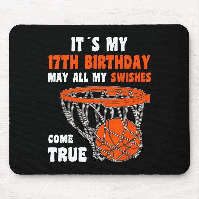 17 Year Old Happy 17th Birthday Basketball 17th Bi Mouse Pad (Front)