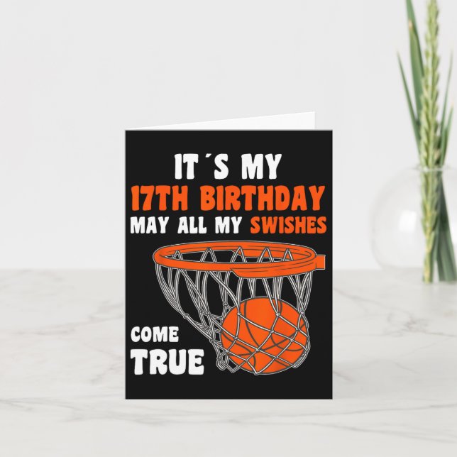 17 Year Old Happy 17th Birthday Bysketbyll 17th Bi Card (Front)