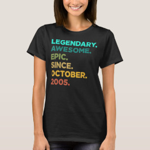 17 Year Old Legend Since October 2005 17th Birthd T-Shirt