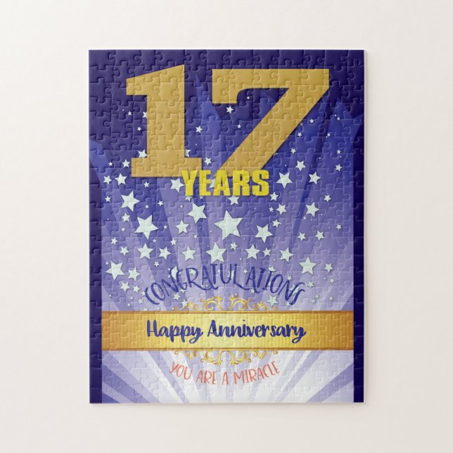 17 Year Recovery Anniversary Bold Numeral Jigsaw Puzzle (Vertical)