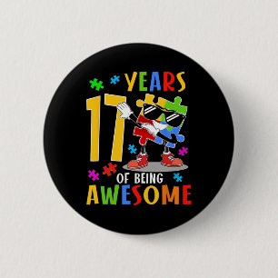 17 Years Of Being Awesome Birthday Dabbing Autism 6 Cm Round Badge