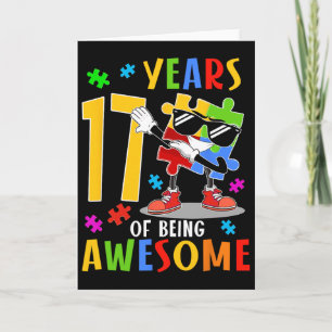 17 Years Of Being Awesome Birthday Dabbing Autism  Card