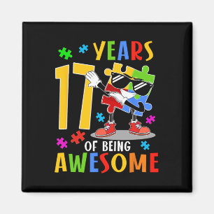 17 Years Of Being Awesome Birthday Dabbing Autism Magnet