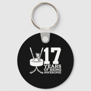 17 YEARS OF BEING AWESOME ICE HOCKEY 17TH BIRTHDAY KEY RING