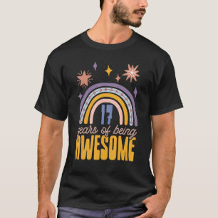 17 Years Of Being Awesome Retro Free Spirit Flower T-Shirt