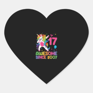 17 Years Old Awesome Since 2007 17th Birthday Unic Heart Sticker