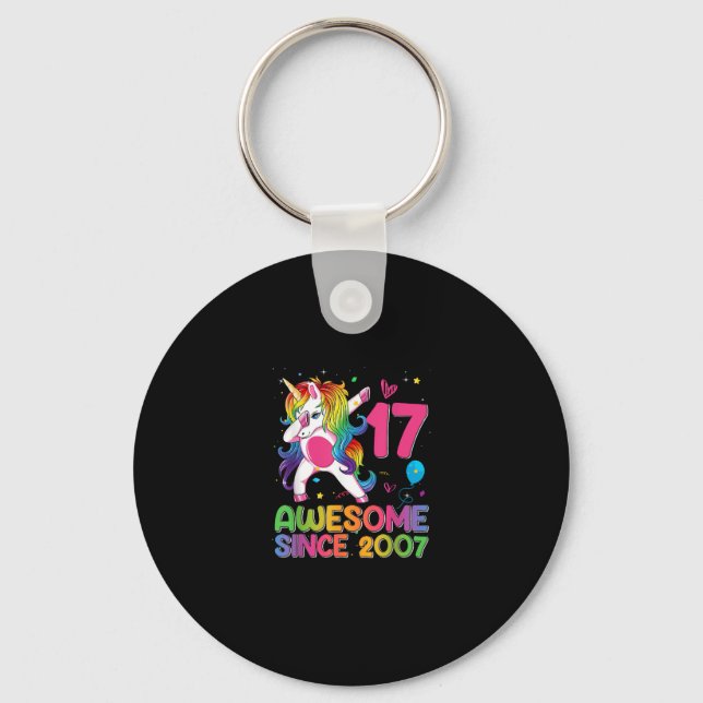 17 Years Old Awesome Since 2007 17th Birthday Unic Key Ring (Front)